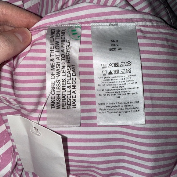 Ganni Pink and White Ruffled Collar Shirt - Picture 6 of 6